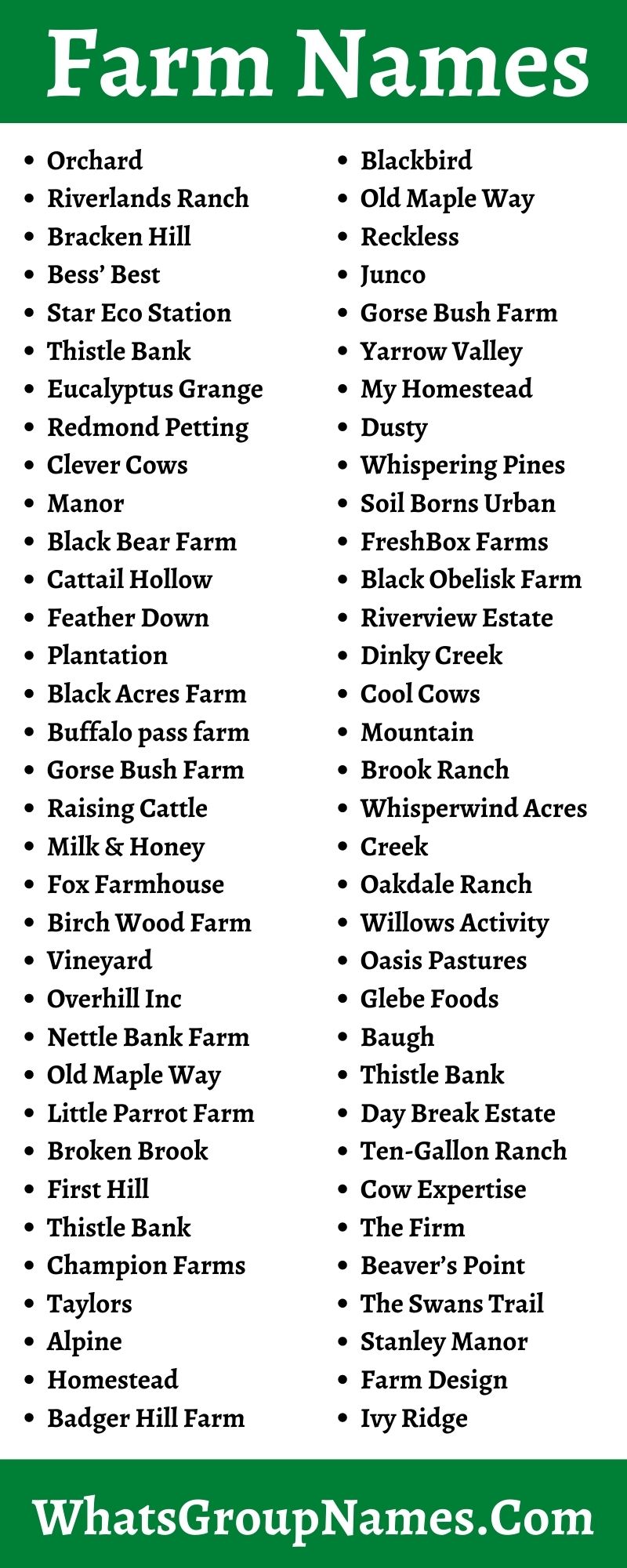 Best Farm Names 300 Ranch Name Ideas