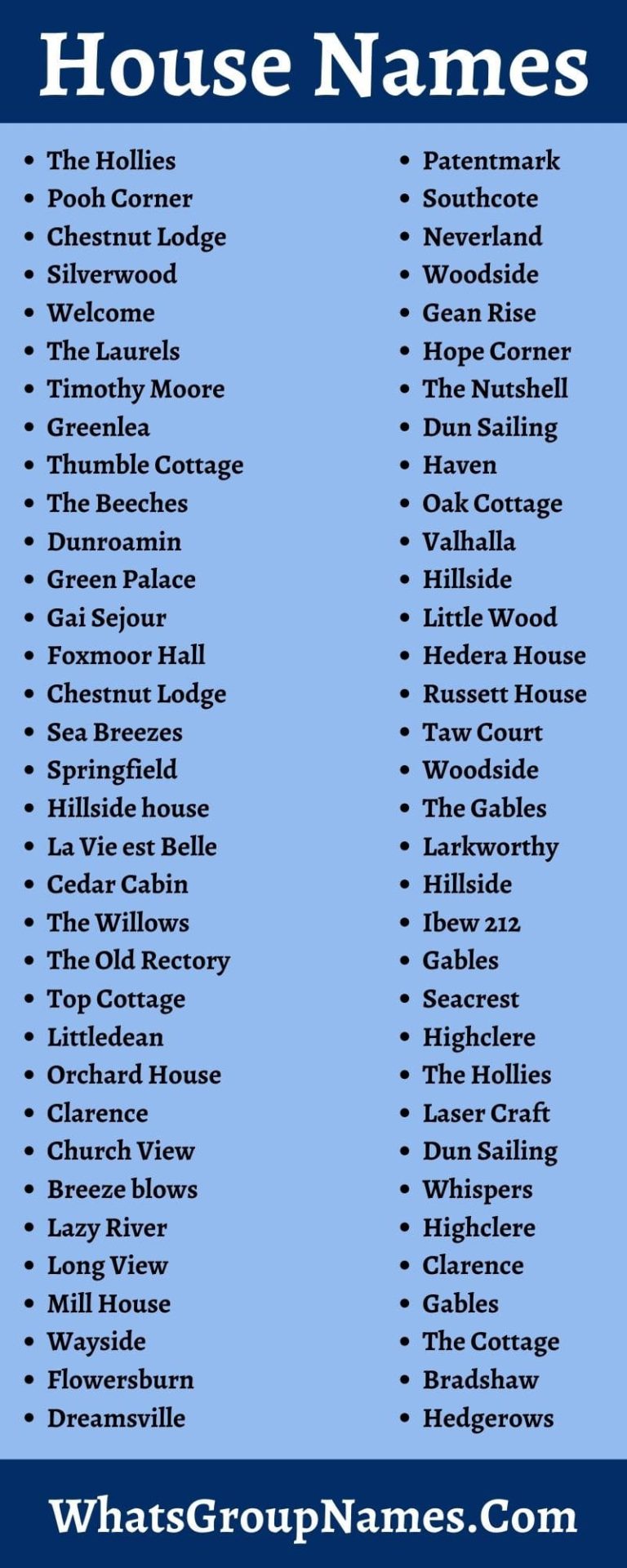 House Names 2021 Unique And Great Names For Home