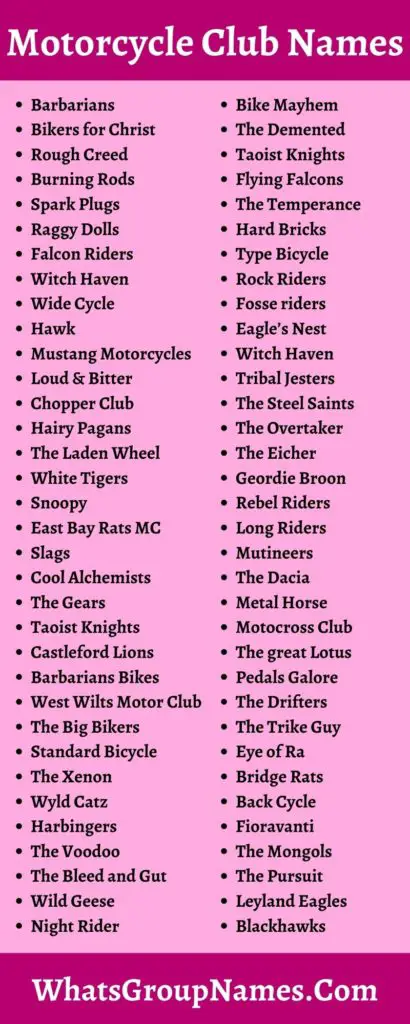 399+ Motorcycle Club Names And Bikers Gang & Group Names