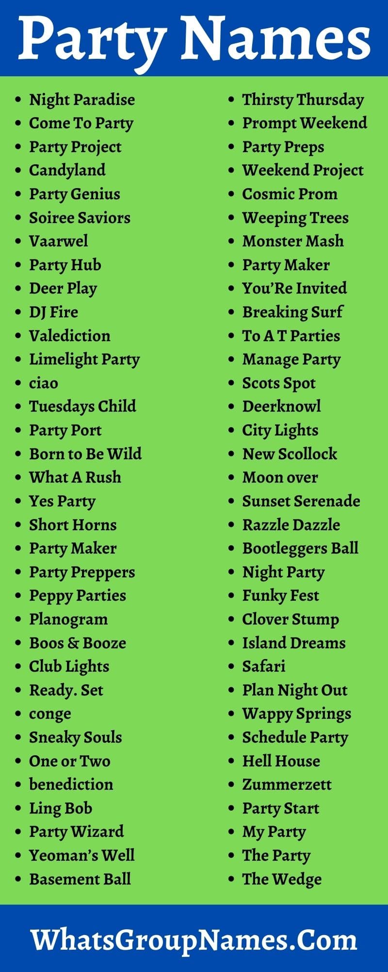 Party Names 2021 Catchy Clever Summertime Party Names