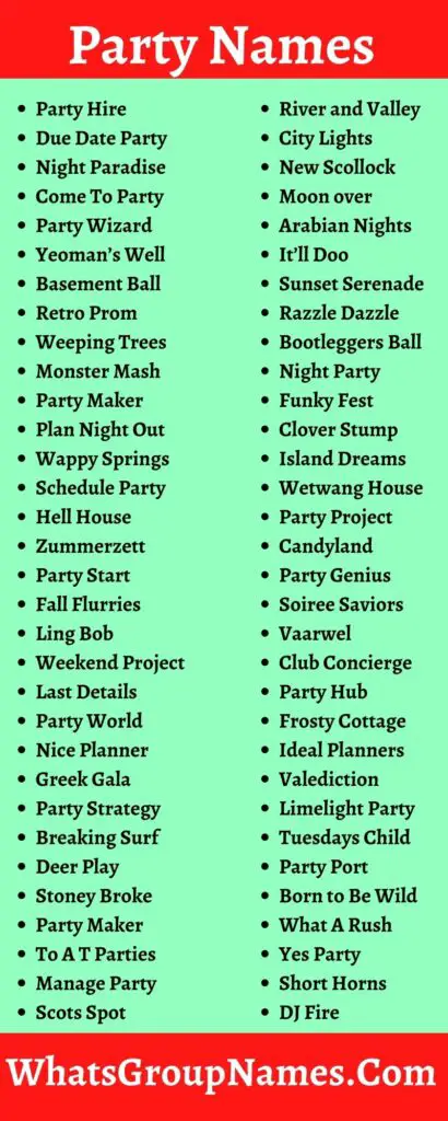 400+ Party Names Catchy, Clever & Summertime Party Names