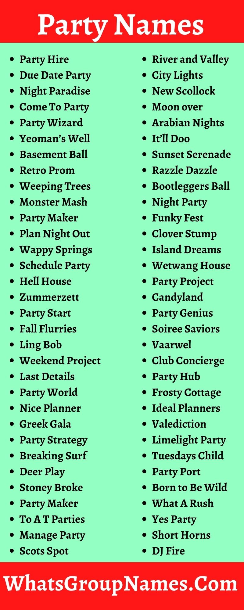 400 Party Names Catchy Clever Summertime Party Names