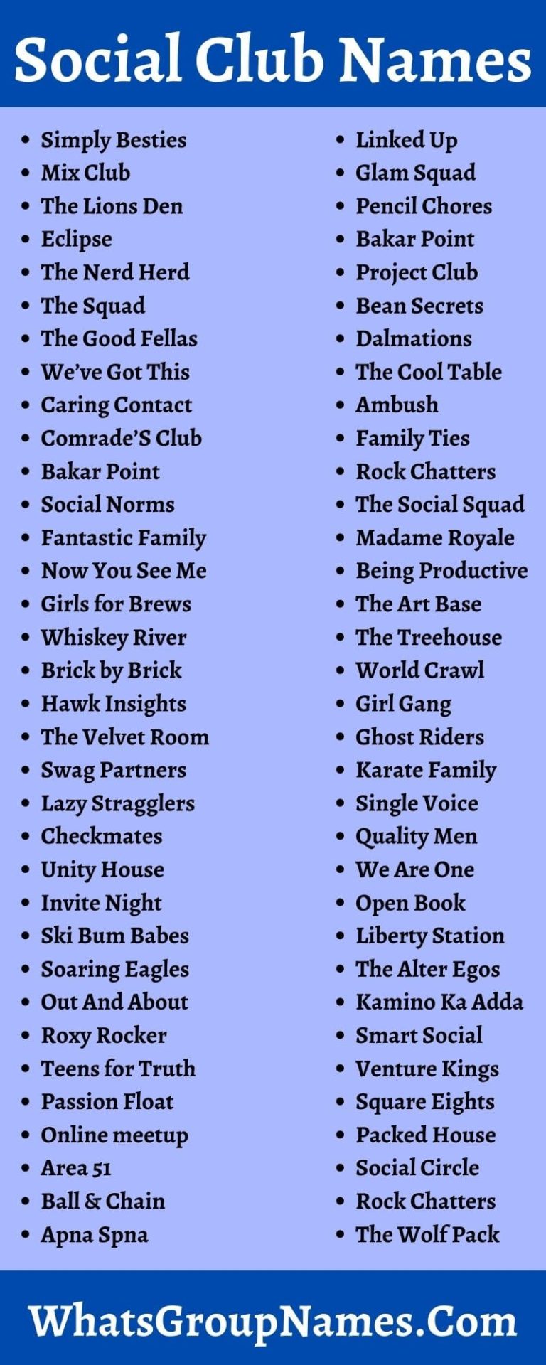 401+ Social Club Names & Also Social Group Name Ideas