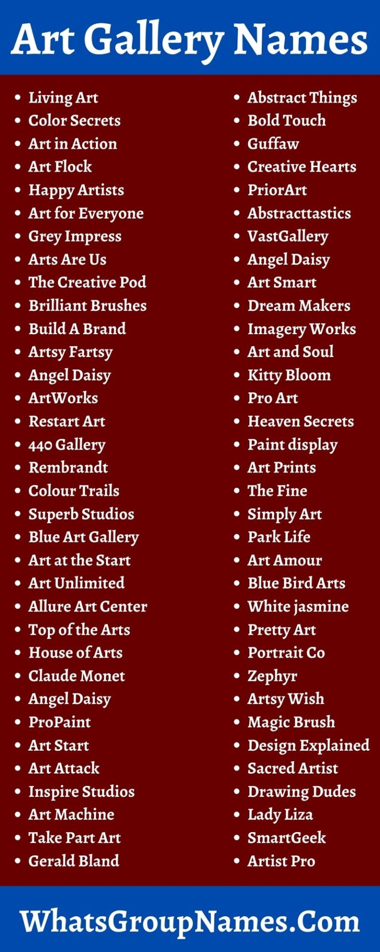 309 Art Gallery Names And Cool Creative Art Studio Names 2021 