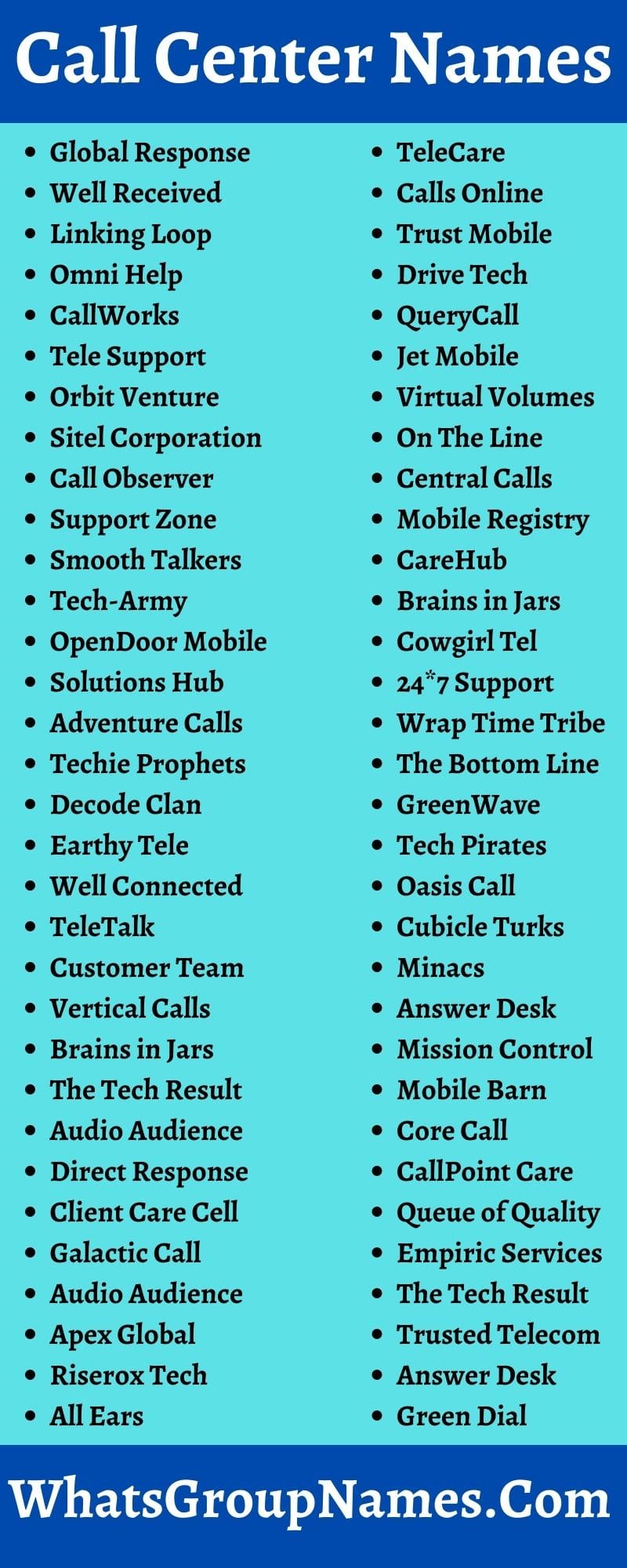 310+ Call Center Names & Call Center Team Names Ideas