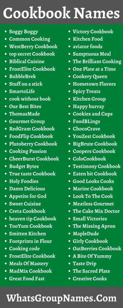 305 Cookbook Names And Cool Creative Cookbook Title 2021 