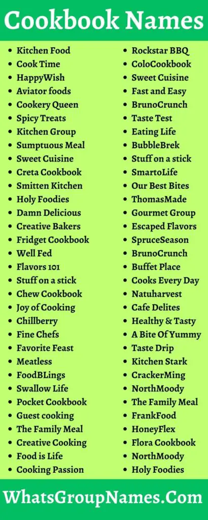 300 Cookbook Names And Cool Creative Cookbook Title