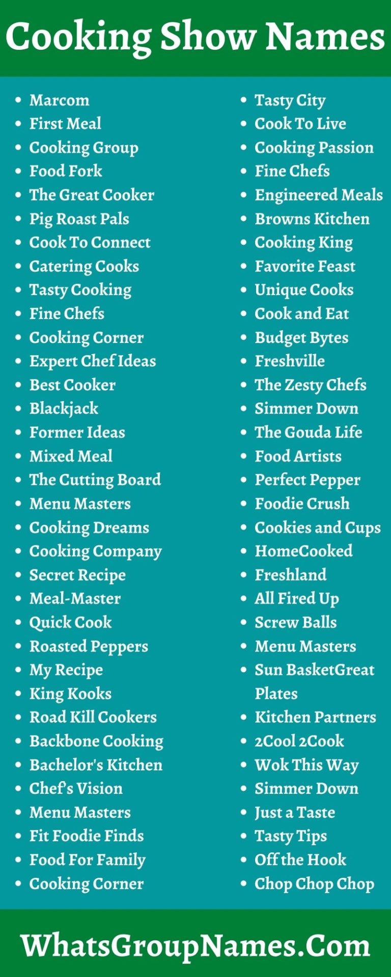 241+ Cooking Show Names And Creative Cooking Channel & Titles Names [2021]