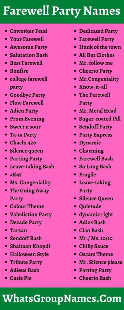 Titles For Farewell Party