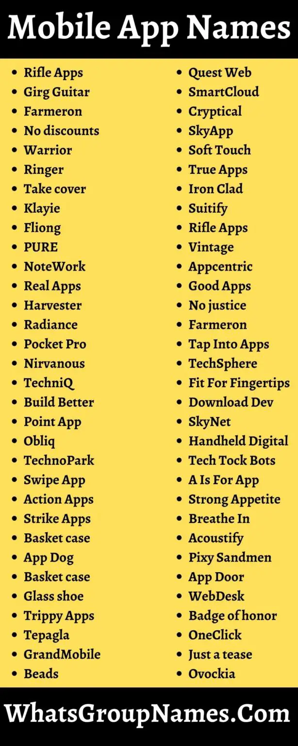 300 Mobile App Names & Cool App Names Ideas