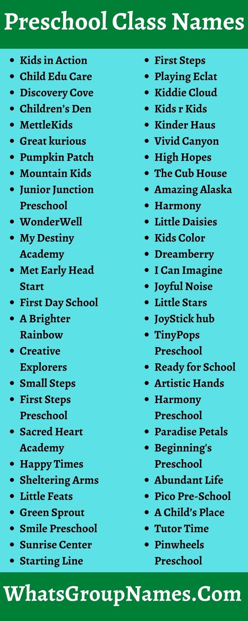 330 Preschool Class Names Cute Preschool Class Name Ideas