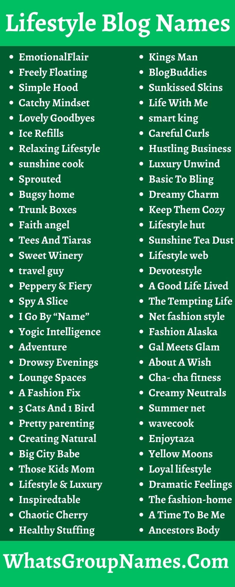 300 Lifestyle Blog Names And Creative Blog Names About Life