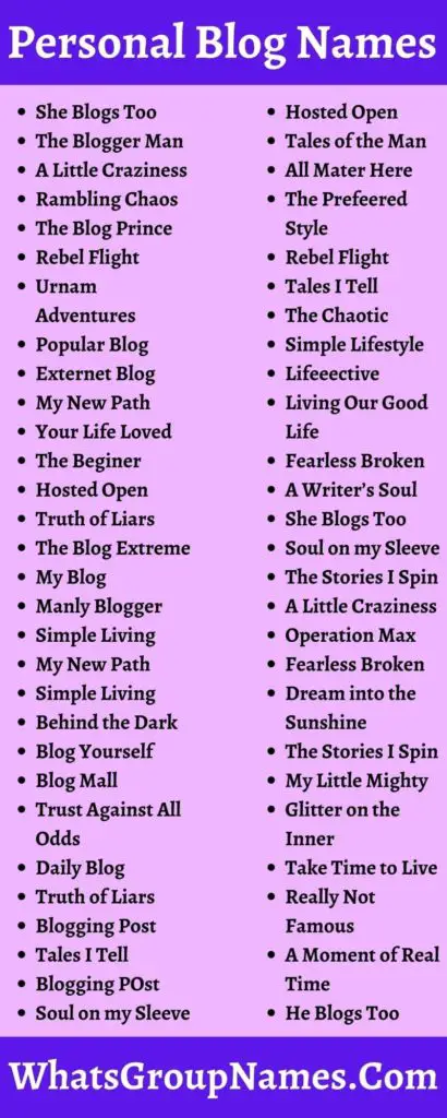 lifestyle blog names ideas list