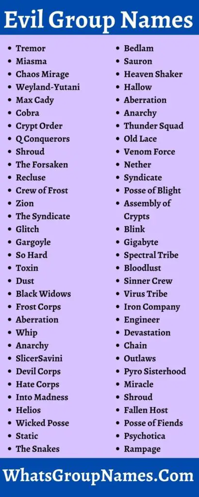 400+ Evil Group Names & Evil Organization Name Ideas