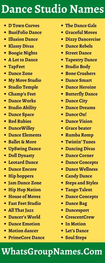 400+ Dance Studio Names Show, Crew, Unique & Good