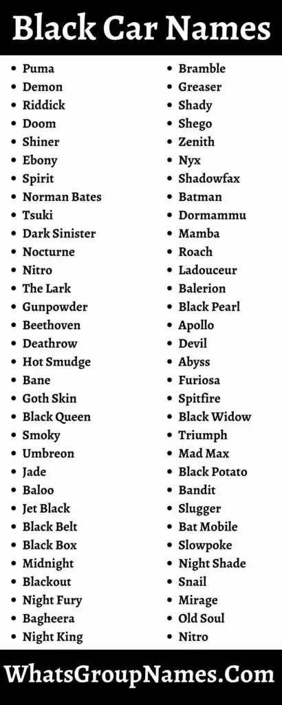 349+ Black Car Names To Represent Your Black Car