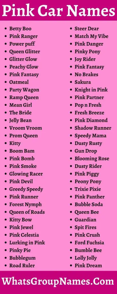 505+ Pink Car Names & Name Suggestions For Pink Car