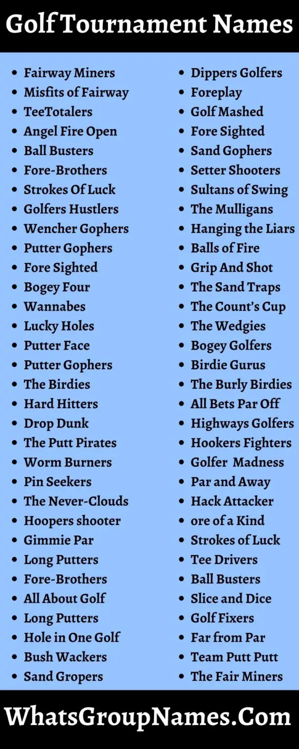 400 Golf Tournament Names Ideas For Golf Tournament