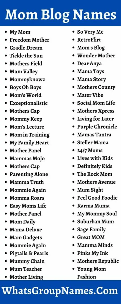 200 Mom Blog Names And Mom Group Names Also