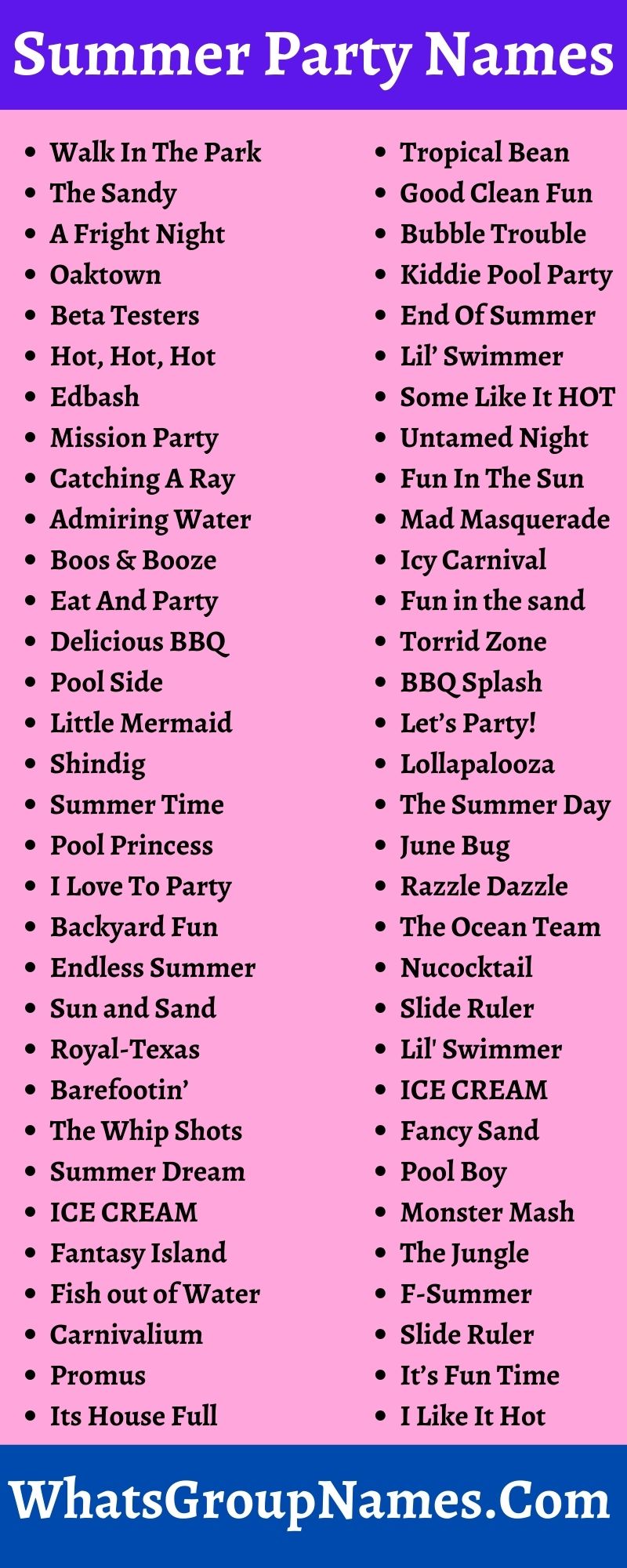 410 Summer Party Names To Enjoy Your Party Properly