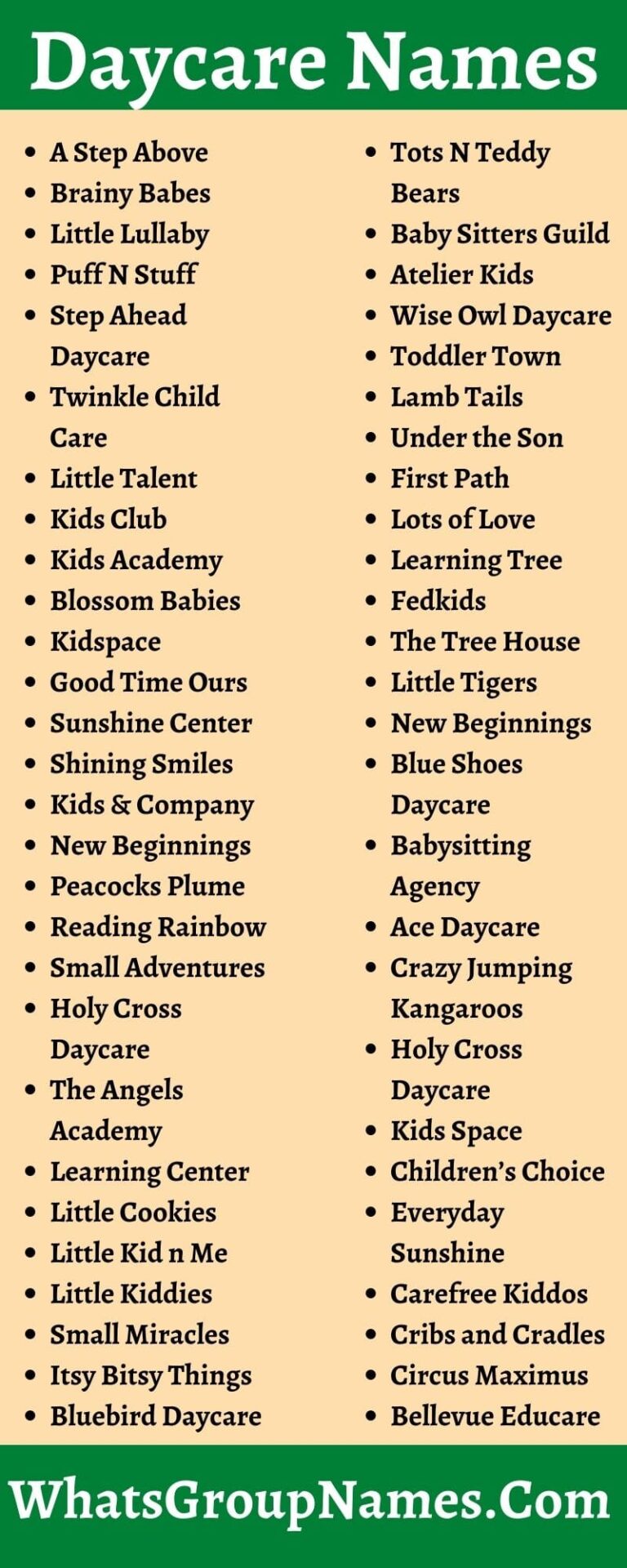 409 Daycare Names Cool Catchy Unique Good Perfect 