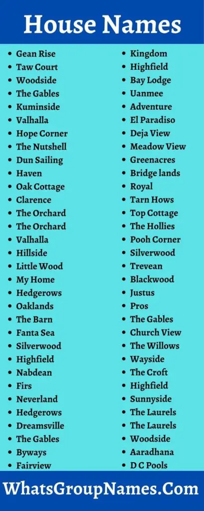 272+ House Names To Make Your House's Proper Identity