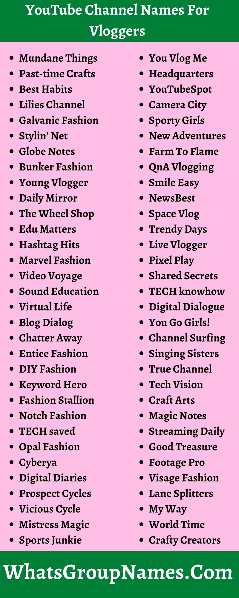 267+ YouTube Channel Names For Vloggers
