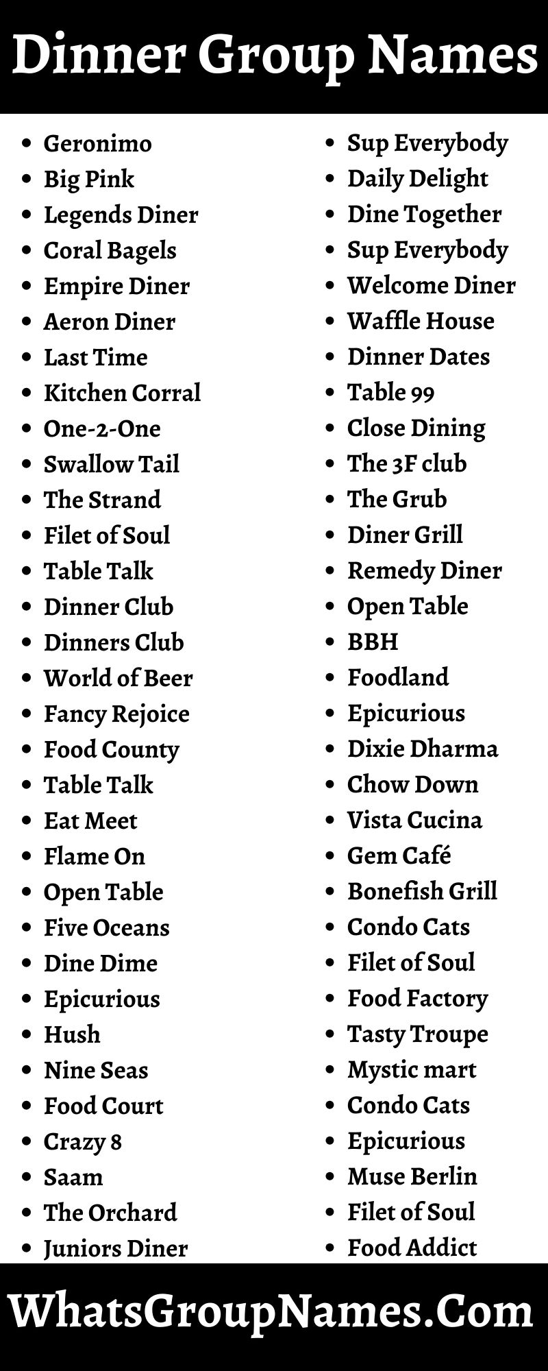Dinner Group Names