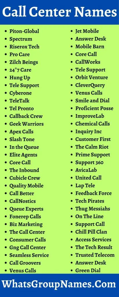 310+ Call Center Names & Call Center Team Names Ideas