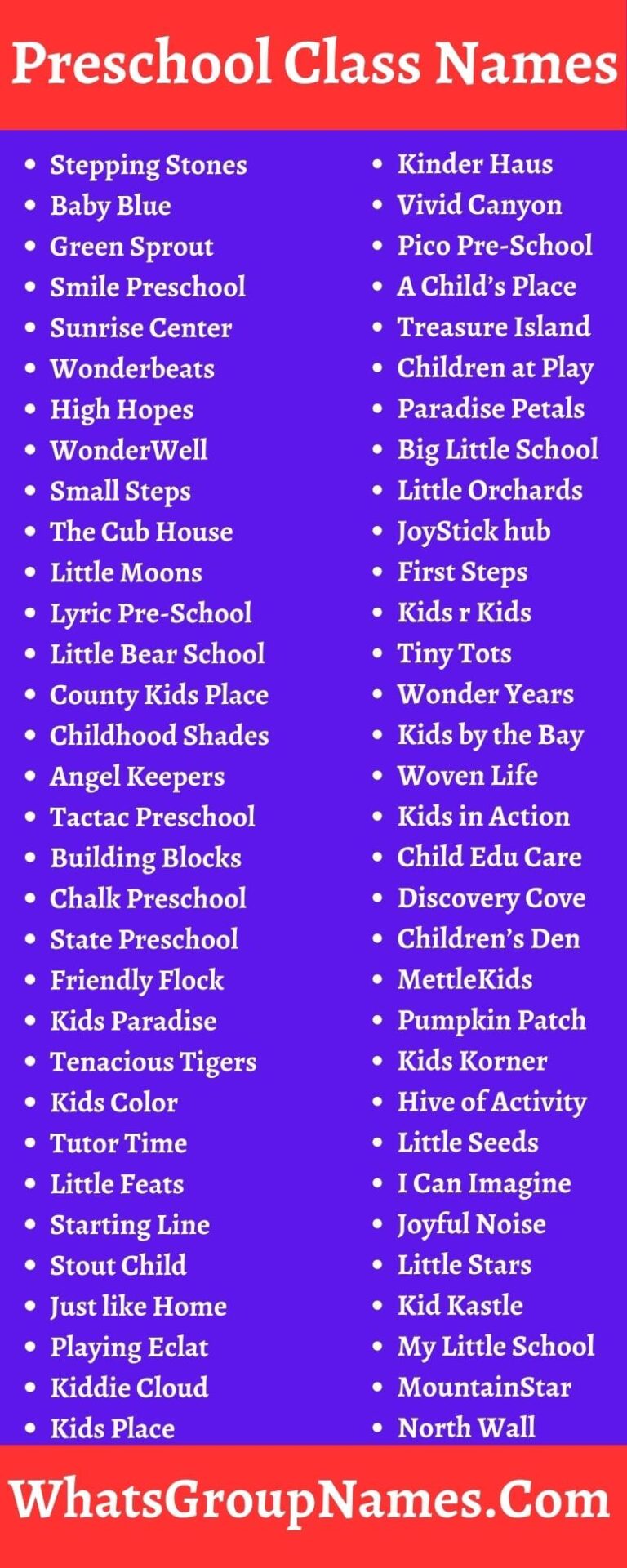 319 Preschool Class Names And Cute Preschool Class Name Ideas 