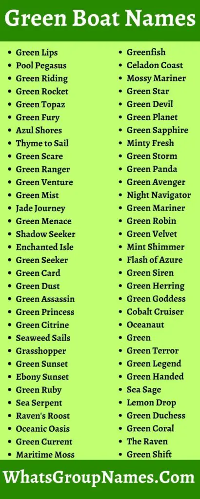 301+ Green Boat Names For Your Green Boat