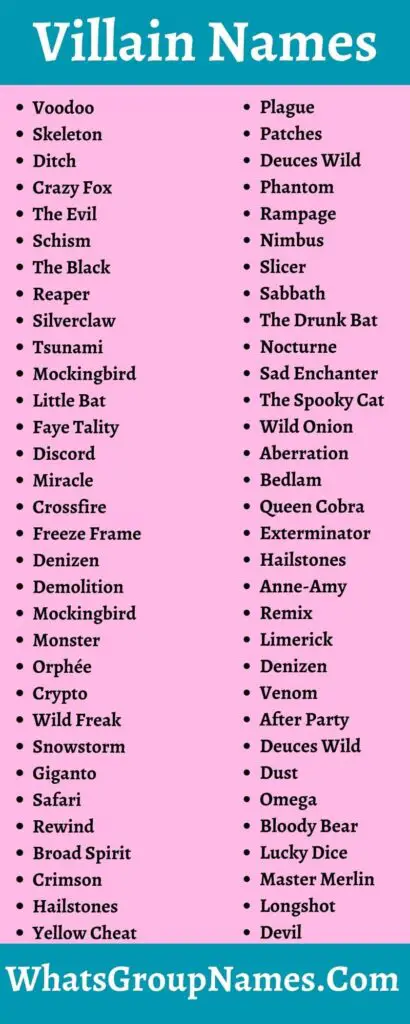 191+ Villain Names And Evil & Bad Guy Names Also