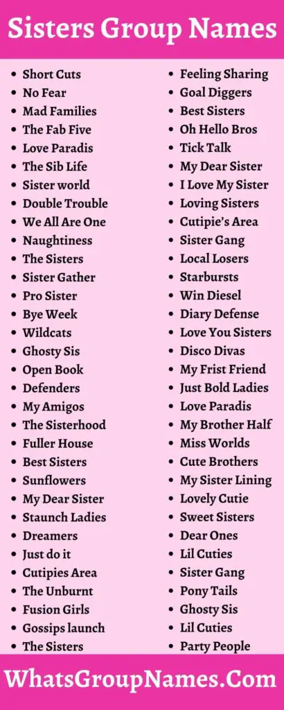 250 Sisters Group Names & Sisters Group Chat Name Ideas